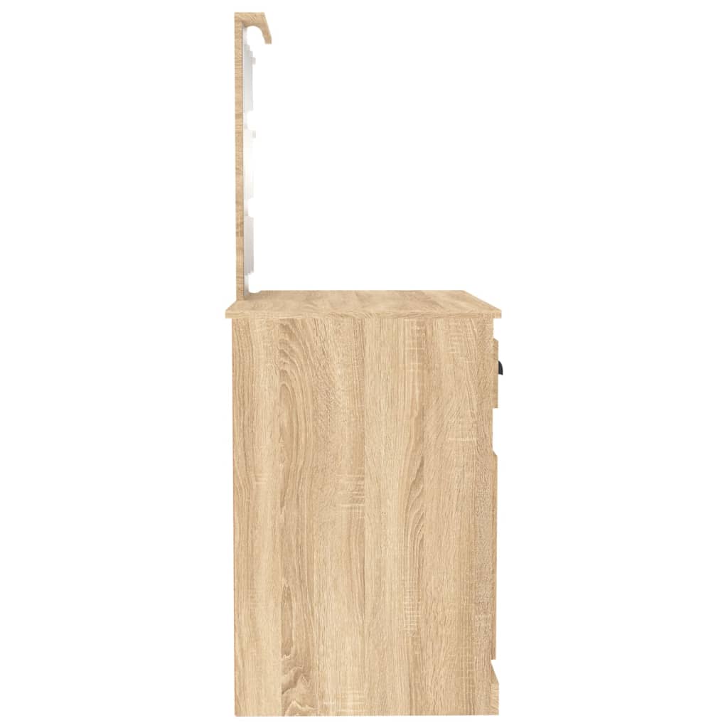 Masă toaletă cu LED, stejar sonoma 90x50x132,5 cm lemn compozit - Lando