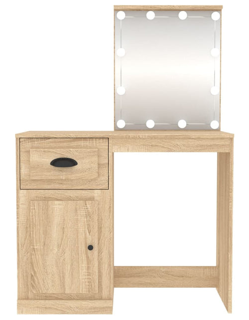 Încărcați imaginea în vizualizatorul Galerie, Masă toaletă cu LED, stejar sonoma 90x50x132,5 cm lemn compozit - Lando
