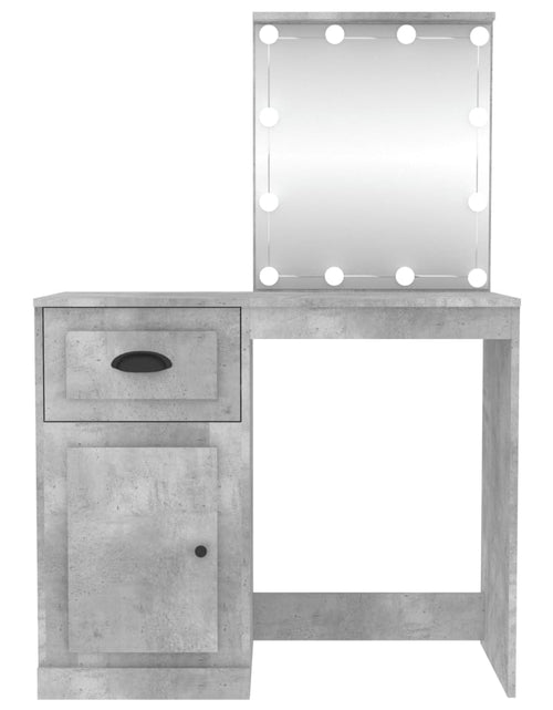 Загрузите изображение в средство просмотра галереи, Masă de toaletă cu LED, gri beton, 90x50x132,5 cm lemn compozit - Lando
