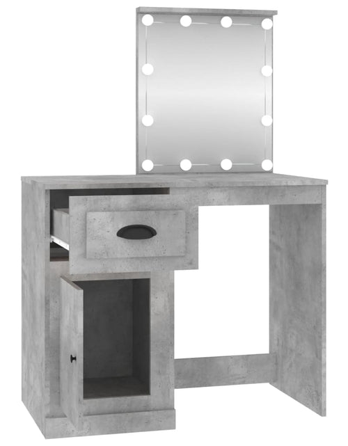 Încărcați imaginea în vizualizatorul Galerie, Masă de toaletă cu LED, gri beton, 90x50x132,5 cm lemn compozit - Lando
