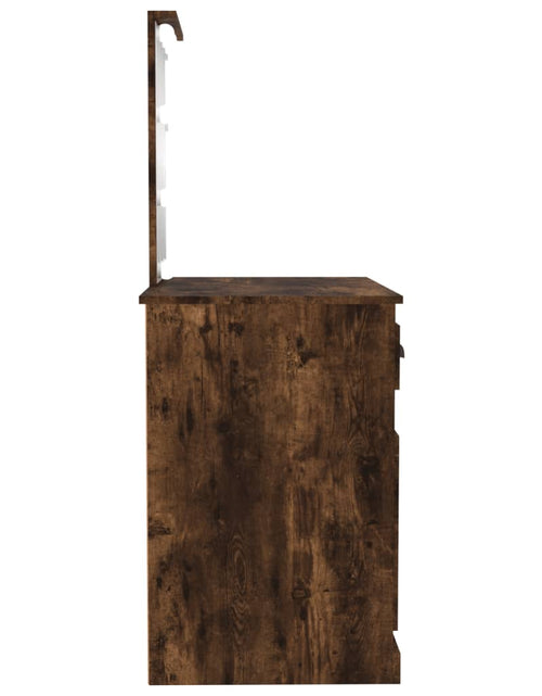 Încărcați imaginea în vizualizatorul Galerie, Masă de toaletă cu LED, stejar fumuriu 90x50x132,5 cm lemn - Lando
