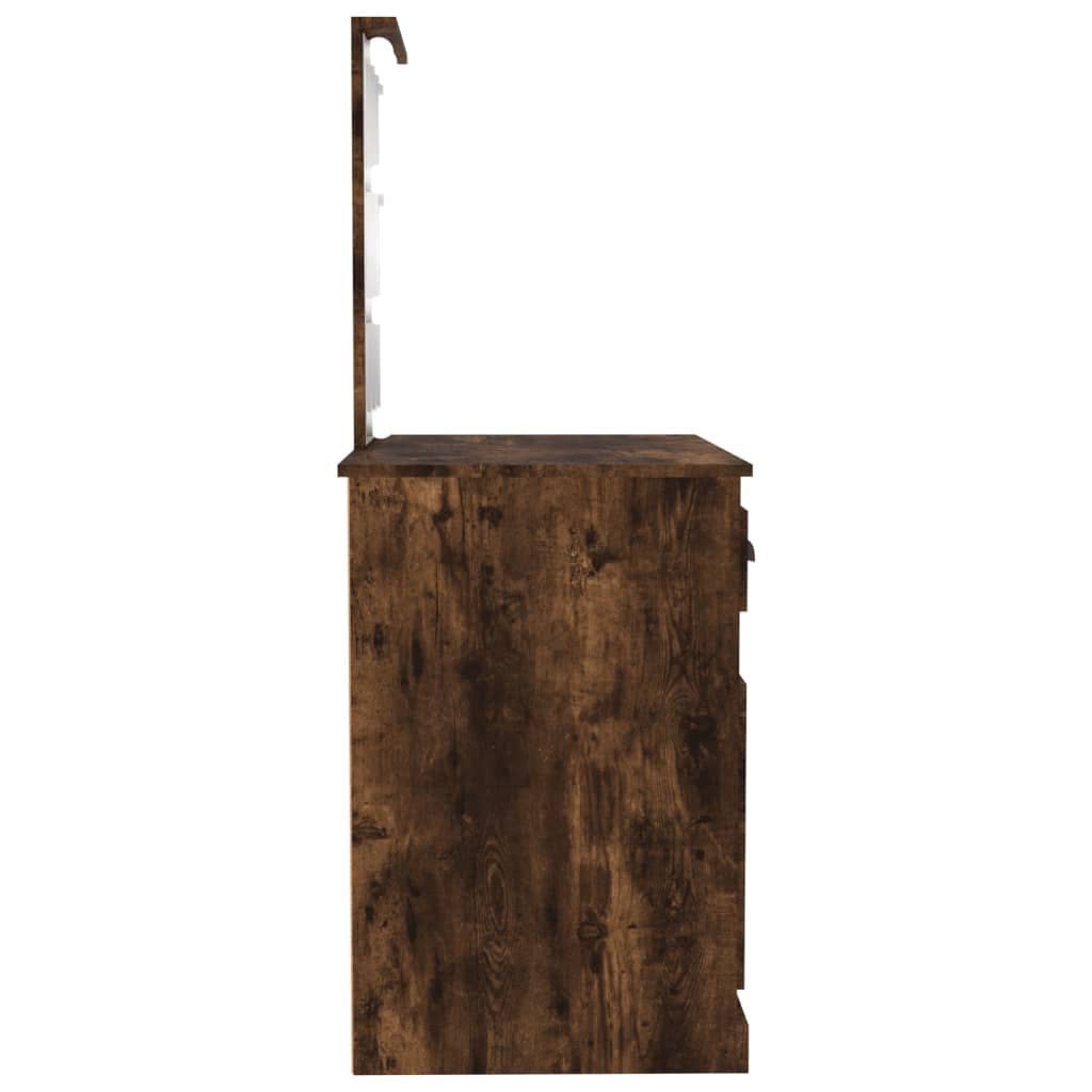 Masă de toaletă cu LED, stejar fumuriu 90x50x132,5 cm lemn - Lando