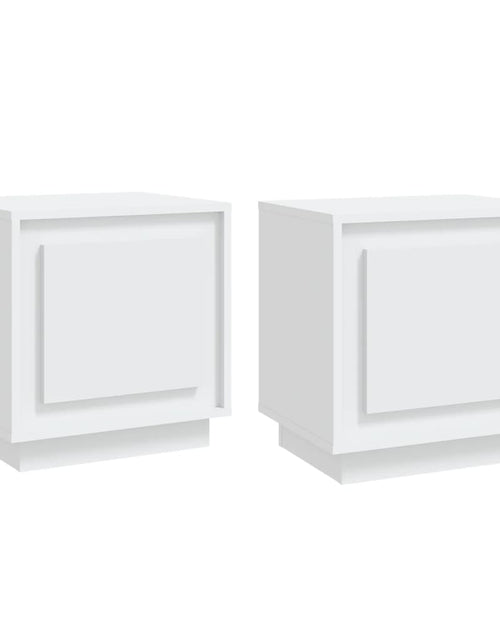 Încărcați imaginea în vizualizatorul Galerie, Noptiere, 2 buc, alb, 44x35x45 cm, lemn prelucrat - Lando
