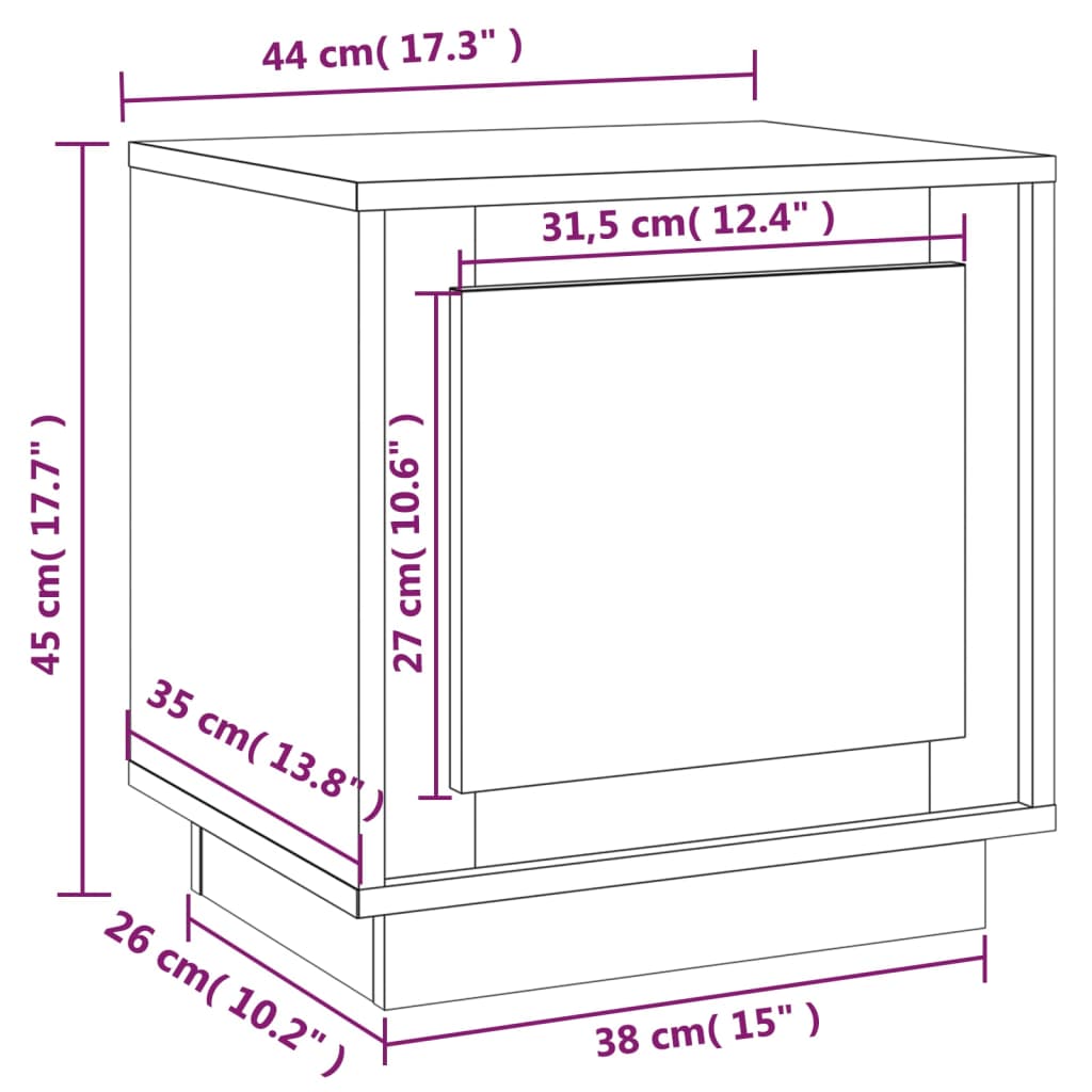 Noptiere, 2 buc, alb, 44x35x45 cm, lemn prelucrat - Lando