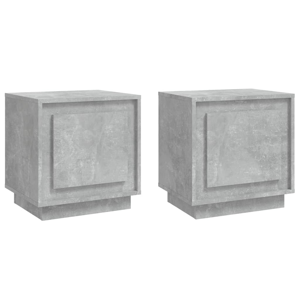 Noptiere, 2 buc., gri beton, 44x35x45 cm, lemn prelucrat - Lando