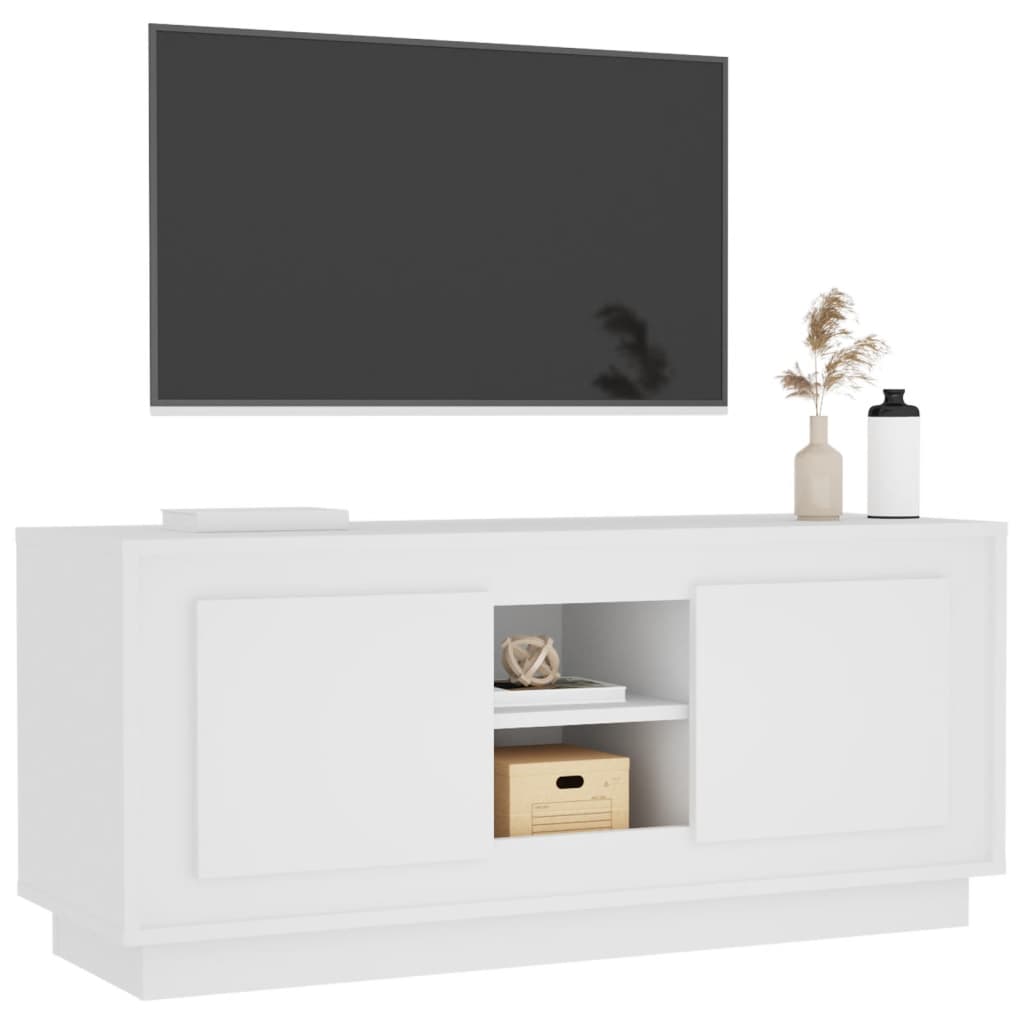 Comodă TV, alb, 102x35x45 cm, lemn prelucrat Lando - Lando