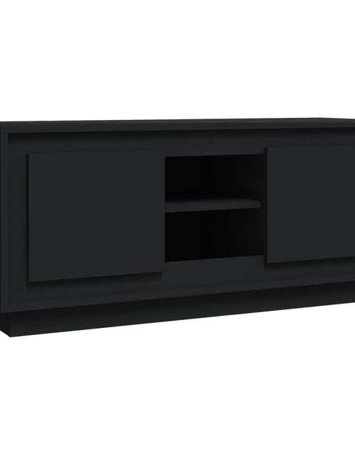 Încărcați imaginea în vizualizatorul Galerie, Comodă TV, negru, 102x35x45 cm, lemn prelucrat Lando - Lando
