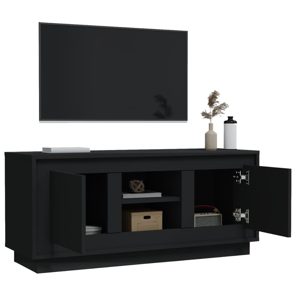 Comodă TV, negru, 102x35x45 cm, lemn prelucrat Lando - Lando
