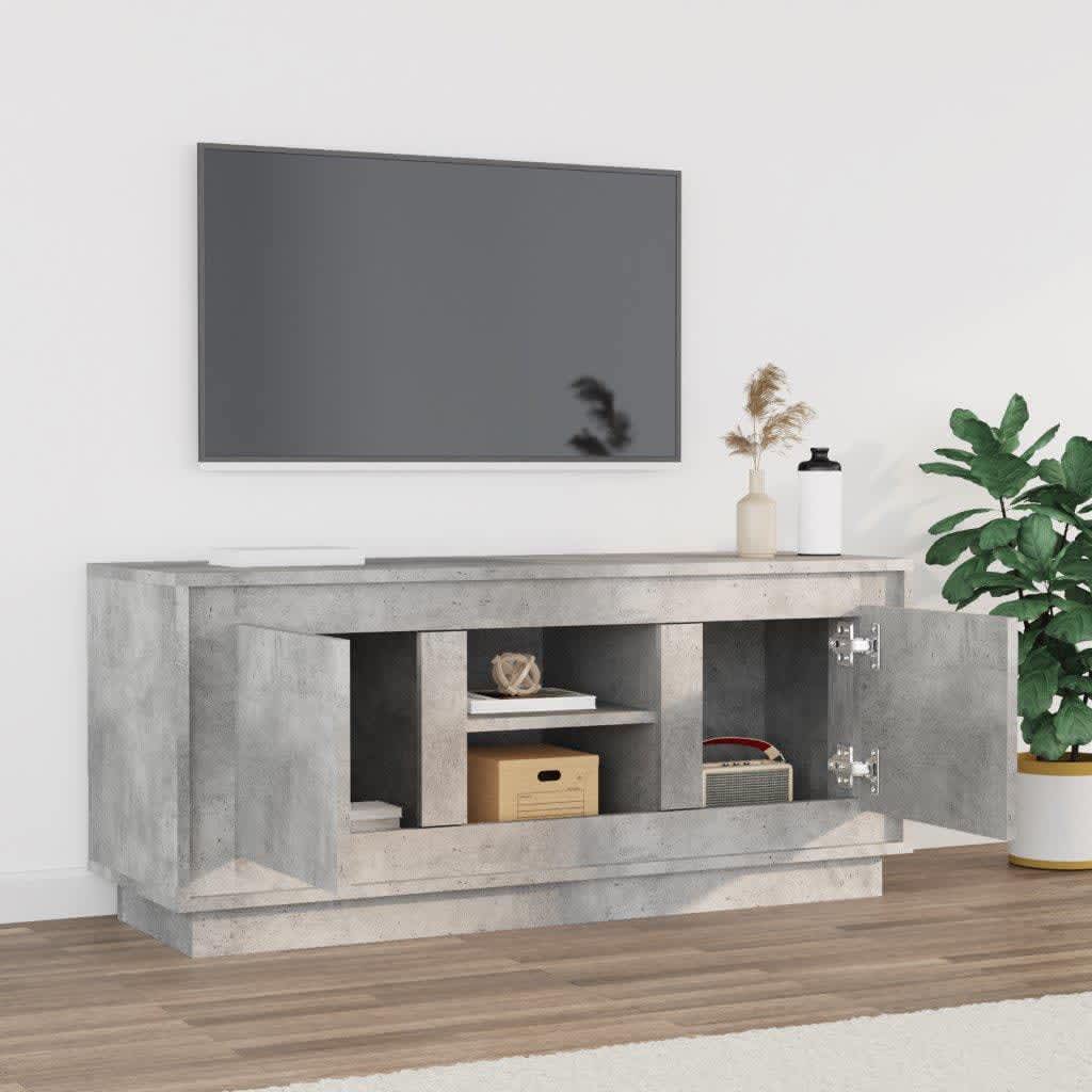 Comodă TV, gri beton, 102x35x45 cm, lemn prelucrat Lando - Lando