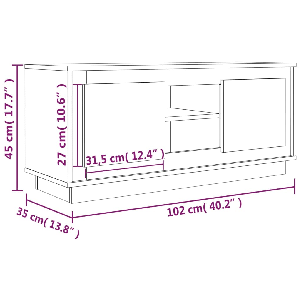 Comodă TV, gri beton, 102x35x45 cm, lemn prelucrat Lando - Lando