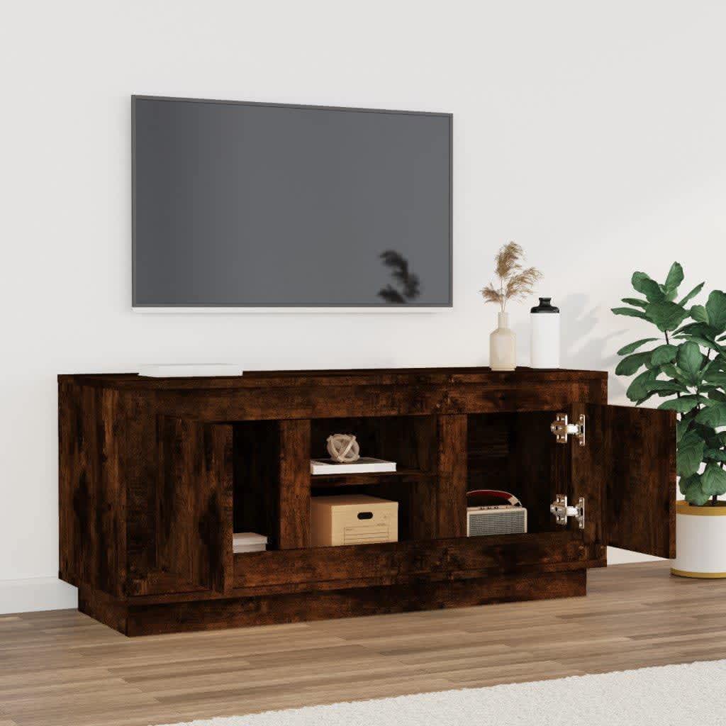Comodă TV, stejar afumat, 102x35x45 cm, lemn prelucrat Lando - Lando