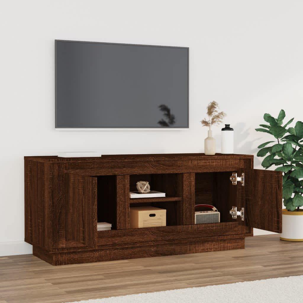 Comodă TV, stejar maro, 102x35x45 cm, lemn prelucrat Lando - Lando