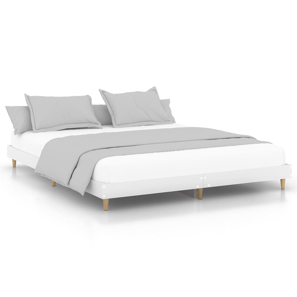 Cadru de pat, alb, 200x200 cm, lemn prelucrat - Lando