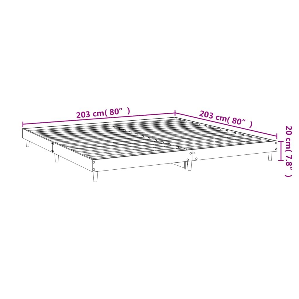 Cadru de pat, gri sonoma, 200x200 cm, lemn prelucrat - Lando