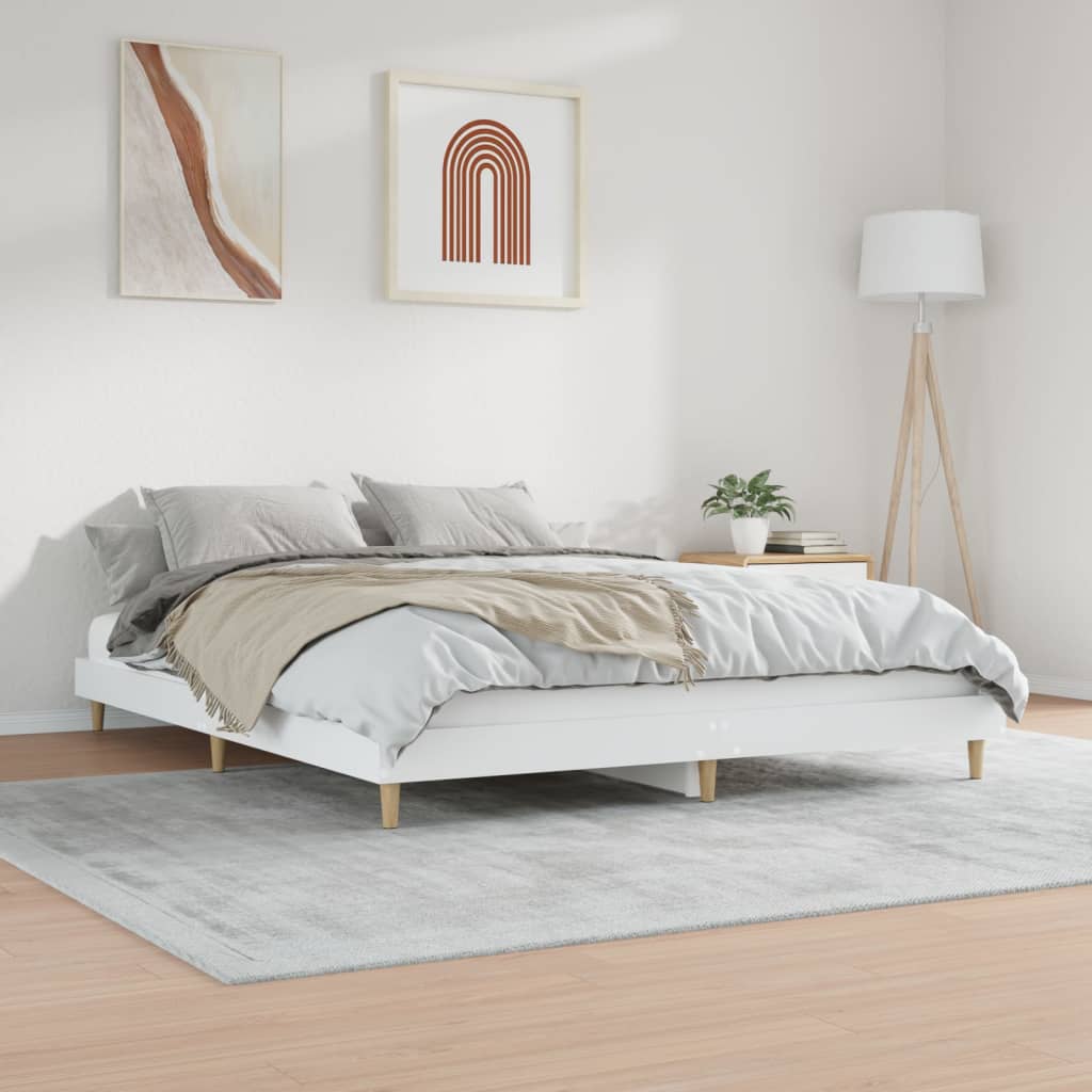 Cadru de pat, alb, 140x200 cm, lemn prelucrat - Lando