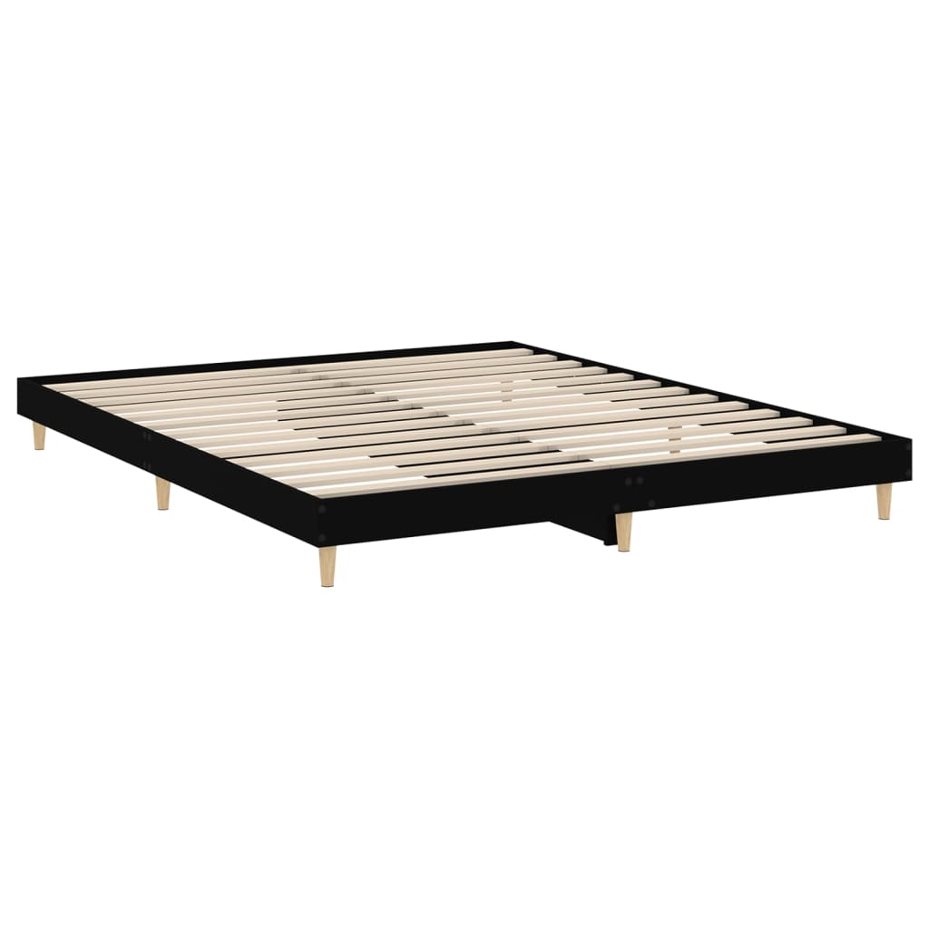 Cadru de pat, negru, 120x200 cm, lemn prelucrat - Lando
