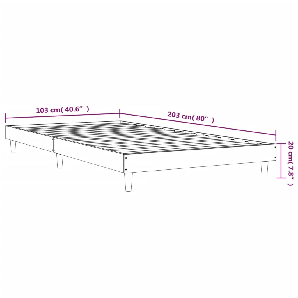 Cadru de pat, negru, 100x200 cm, lemn prelucrat - Lando