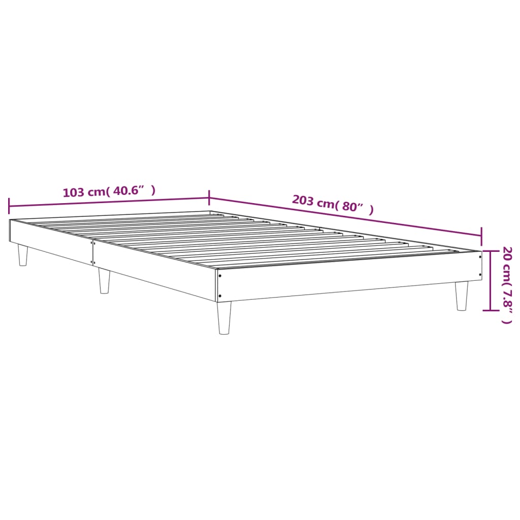 Cadru de pat, gri beton, 100x200 cm, lemn prelucrat - Lando