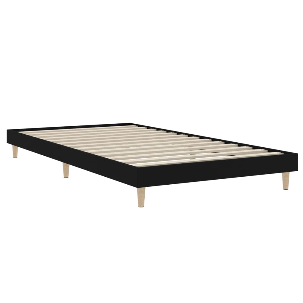 Cadru de pat, negru, 90x200 cm, lemn prelucrat - Lando