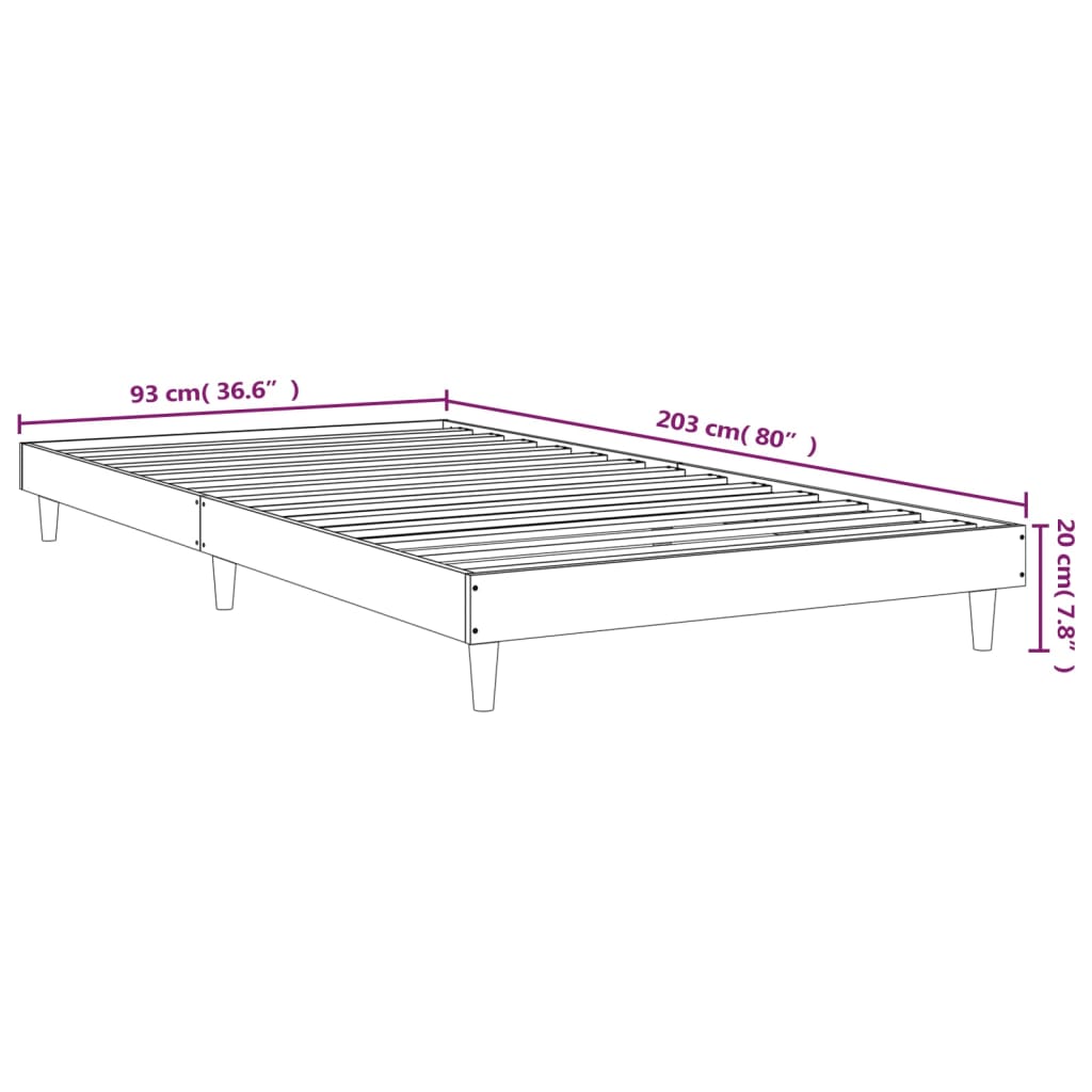 Cadru de pat, stejar maro, 90x200 cm, lemn prelucrat - Lando