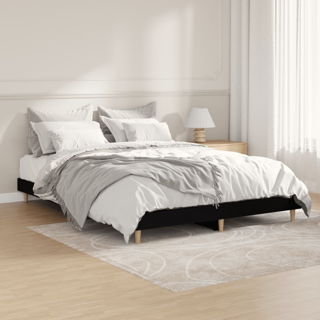 Cadru de pat, negru ,135x190 cm, lemn prelucrat - Lando