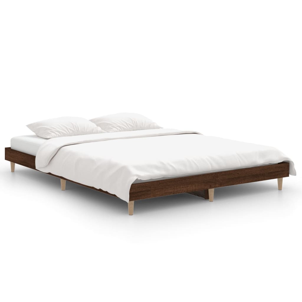 Cadru de pat, stejar maro, 135x190 cm, lemn prelucrat - Lando