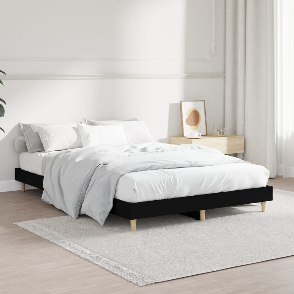 Cadru de pat, negru, 120x190 cm, lemn prelucrat - Lando