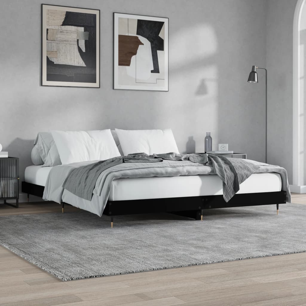 Cadru de pat, negru, 200x200 cm, lemn prelucrat - Lando