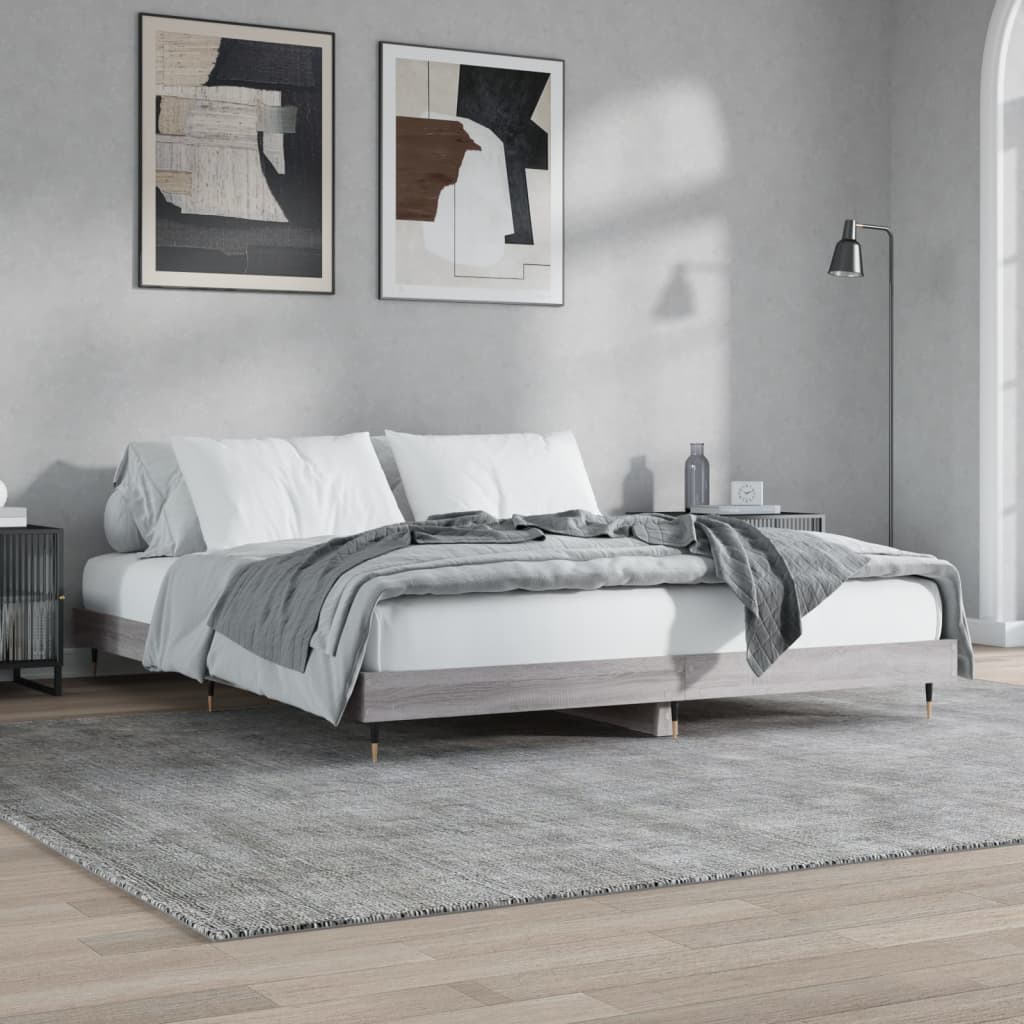 Cadru de pat, gri sonoma, 200x200 cm, lemn prelucrat - Lando