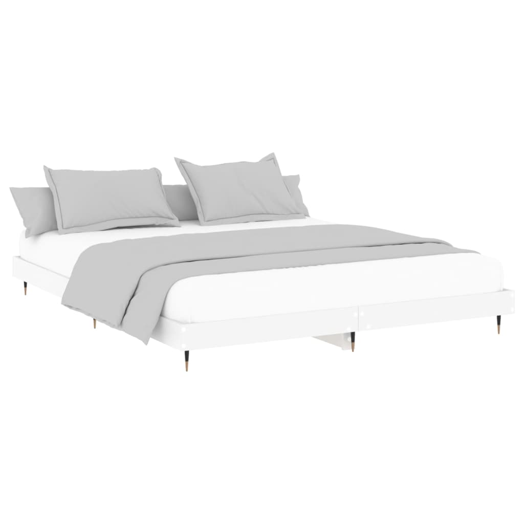 Cadru de pat alb 180x200 cm din lemn prelucrat - Lando