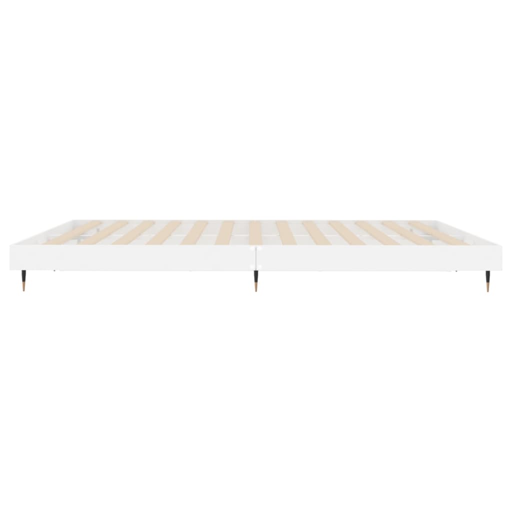 Cadru de pat, alb extralucios, 160x200 cm, lemn prelucrat - Lando