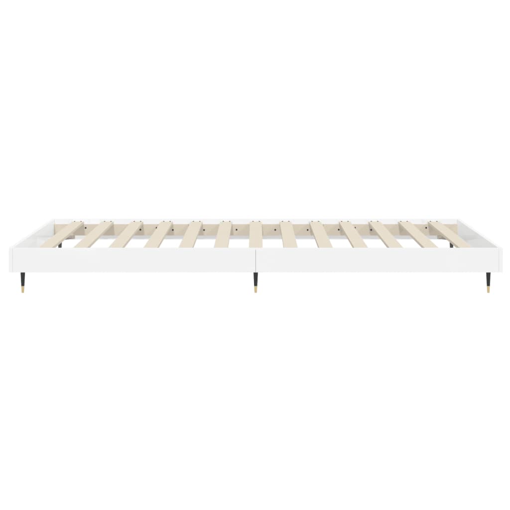 Cadru de pat, alb extralucios, 90x200 cm, lemn prelucrat - Lando
