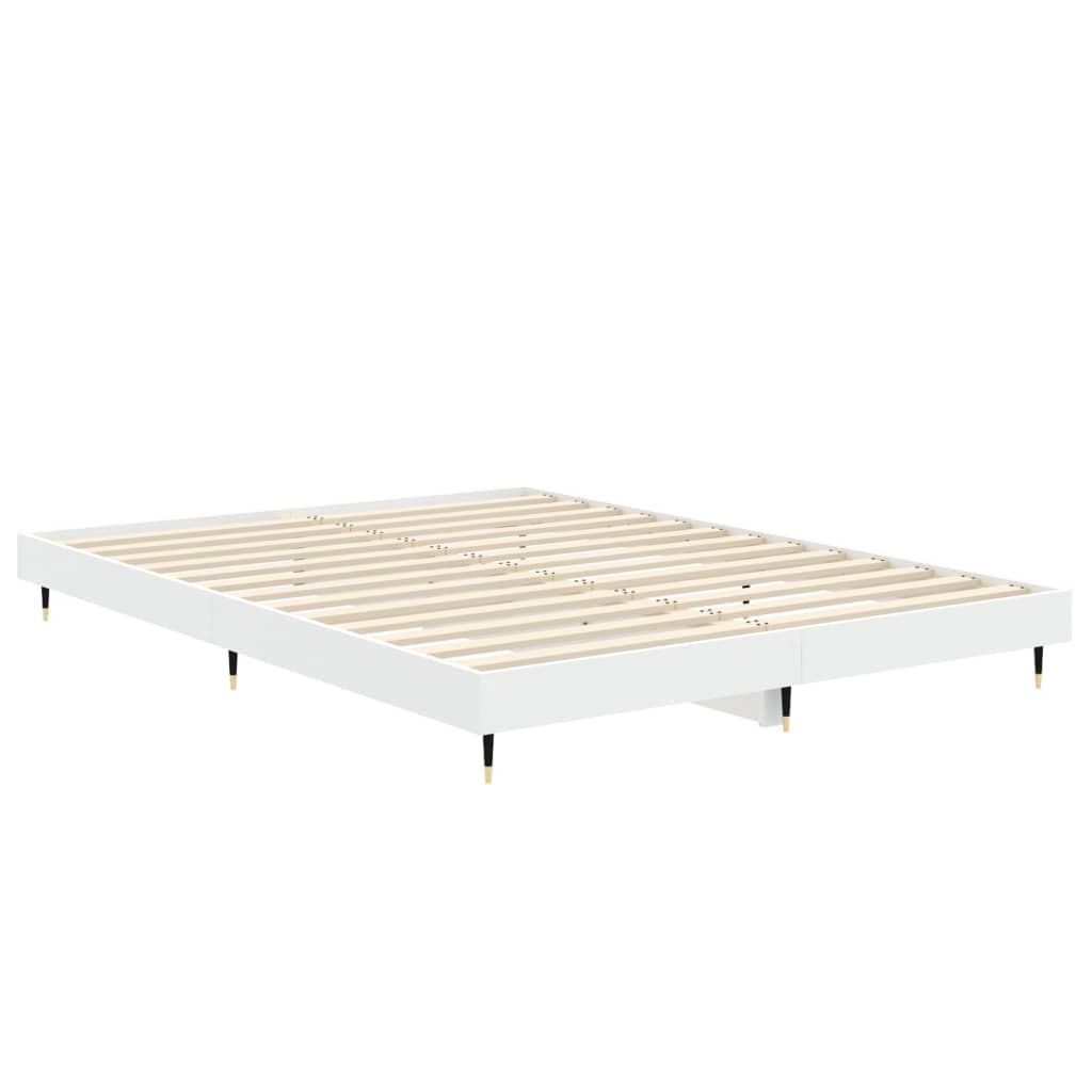 Cadru de pat, alb, 140x190 cm, lemn prelucrat - Lando