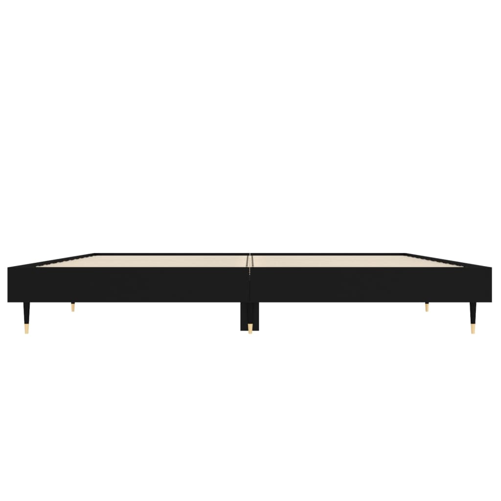 Cadru de pat, negru, 140x190 cm, lemn prelucrat - Lando