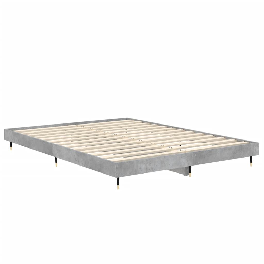 Cadru de pat, gri beton, 135x190 cm, lemn prelucrat - Lando