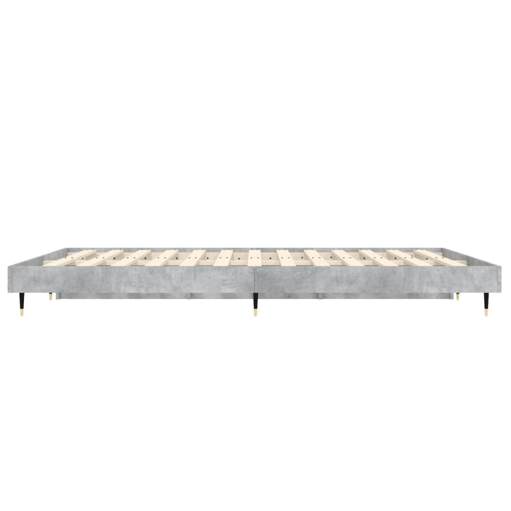 Cadru de pat, gri beton, 135x190 cm, lemn prelucrat - Lando