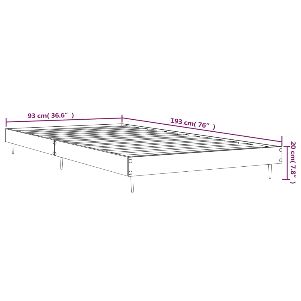 Cadru de pat, gri beton, 90x190 cm, lemn prelucrat - Lando