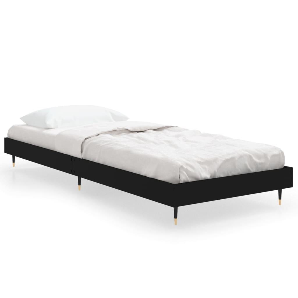 Cadru de pat, negru, 75x190 cm, lemn prelucrat - Lando