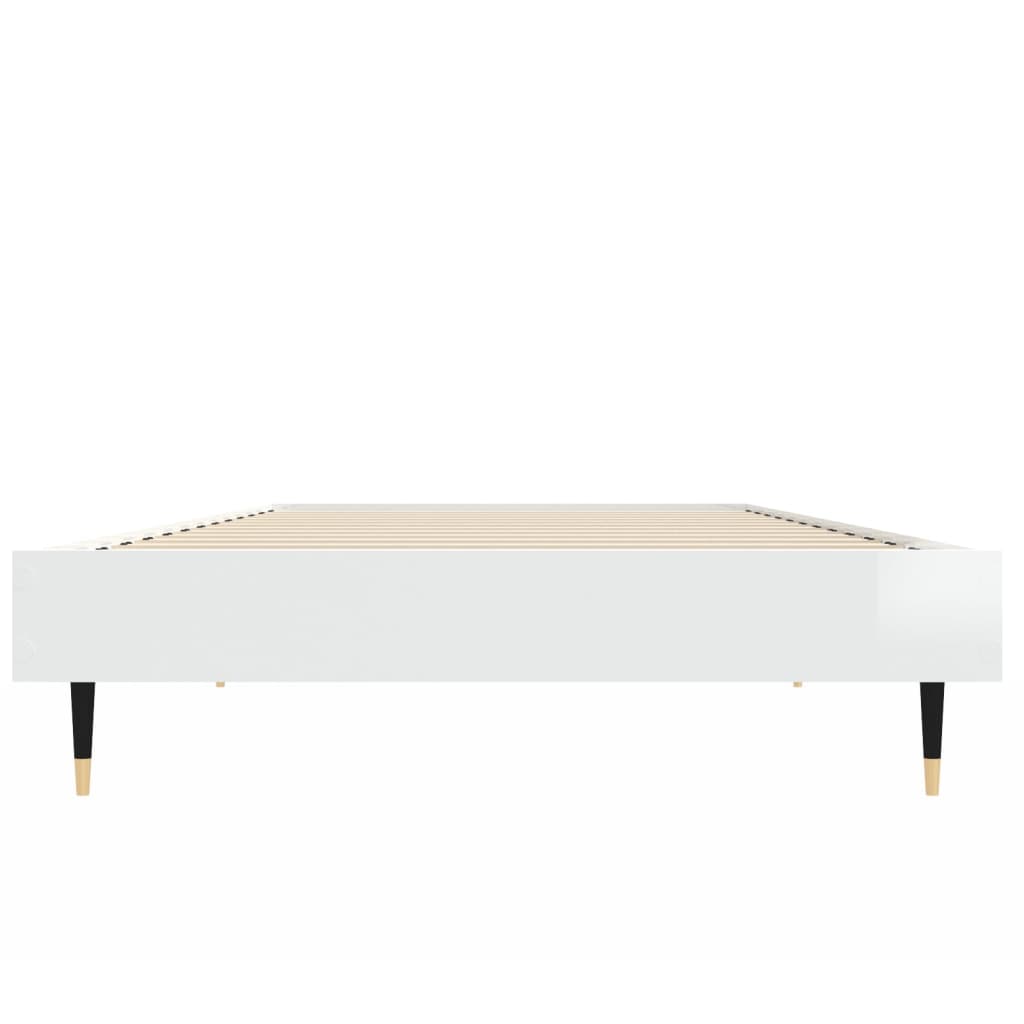 Cadru de pat, alb extralucios, 75x190 cm, lemn prelucrat - Lando