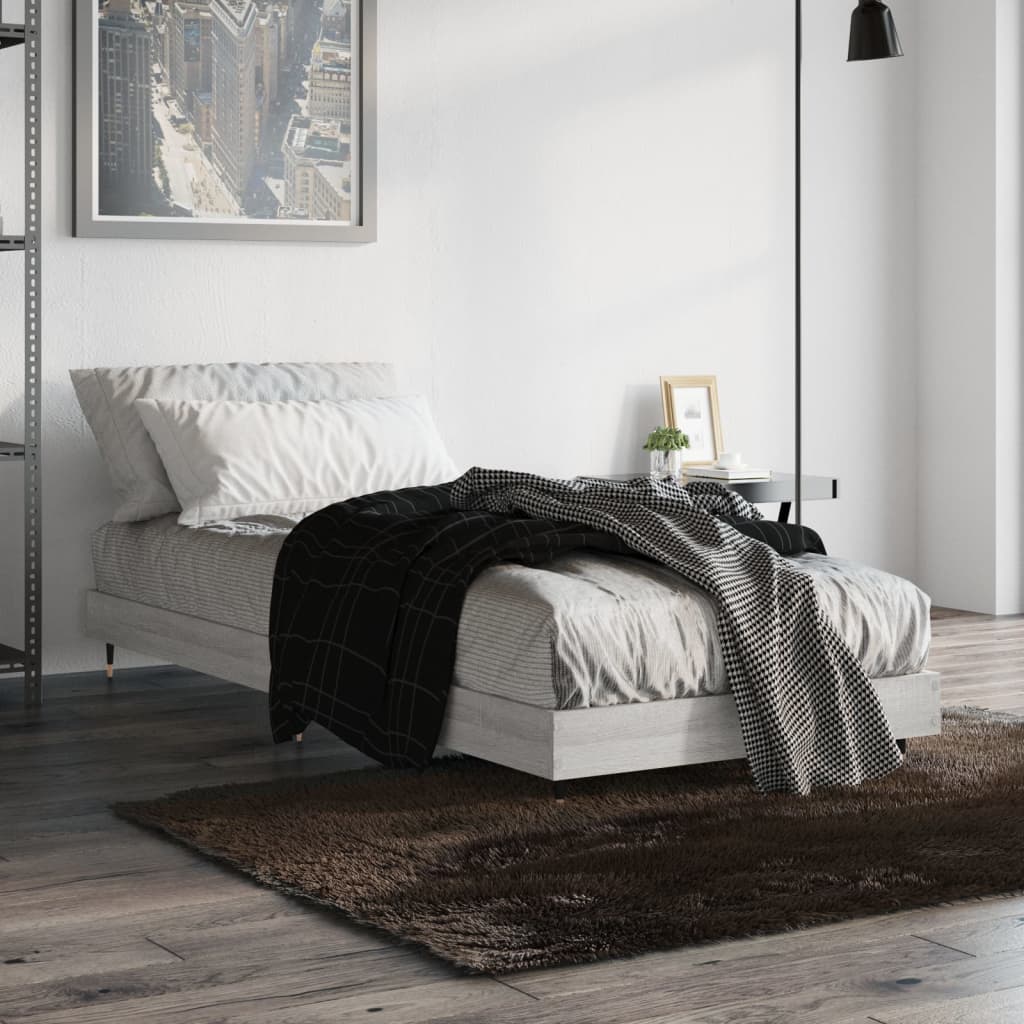 Cadru de pat, gri sonoma, 75x190 cm, lemn prelucrat - Lando