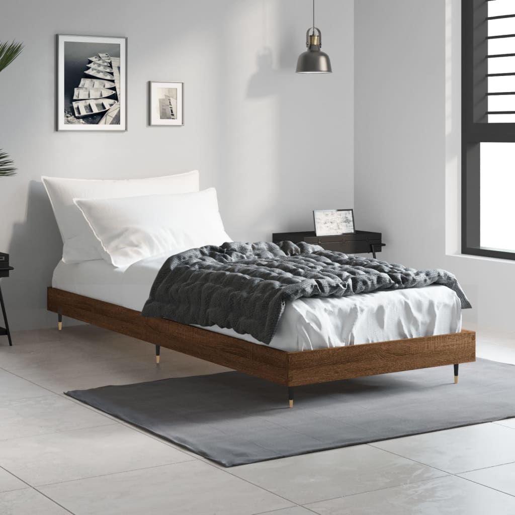 Cadru de pat, stejar maro, 75x190 cm, lemn prelucrat - Lando