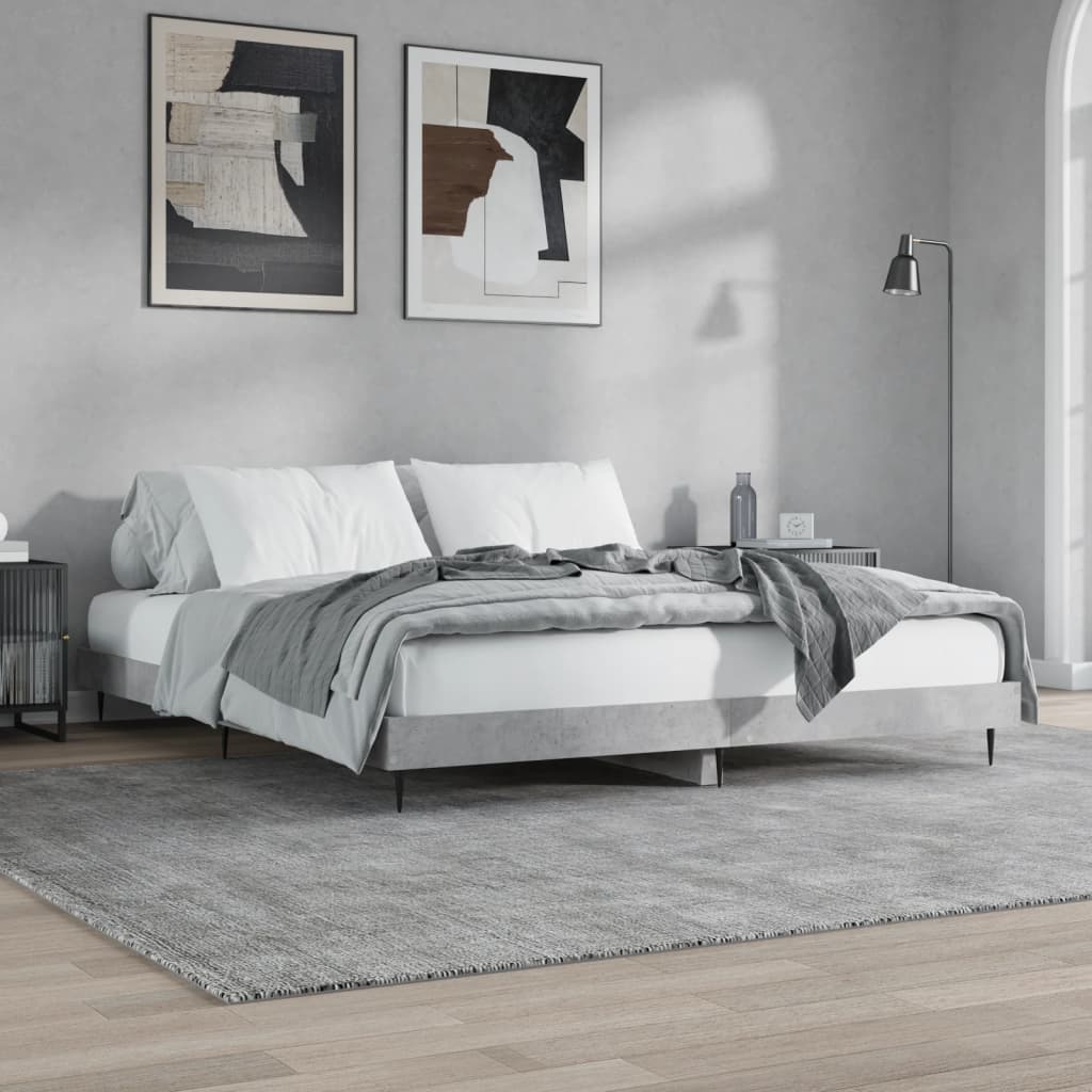 Cadru de pat, gri beton, 200x200 cm, lemn prelucrat - Lando