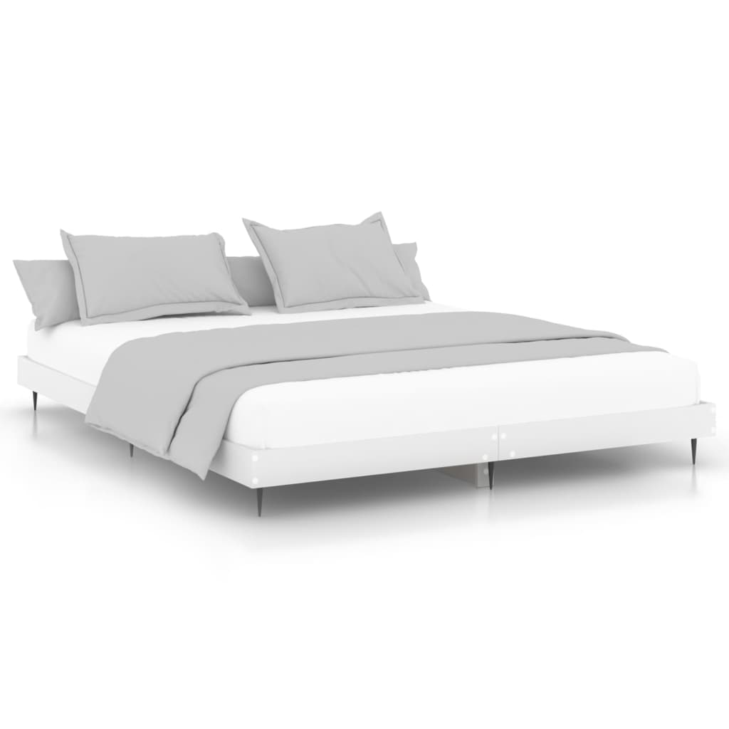 Cadru de pat alb 180x200 cm din lemn prelucrat - Lando