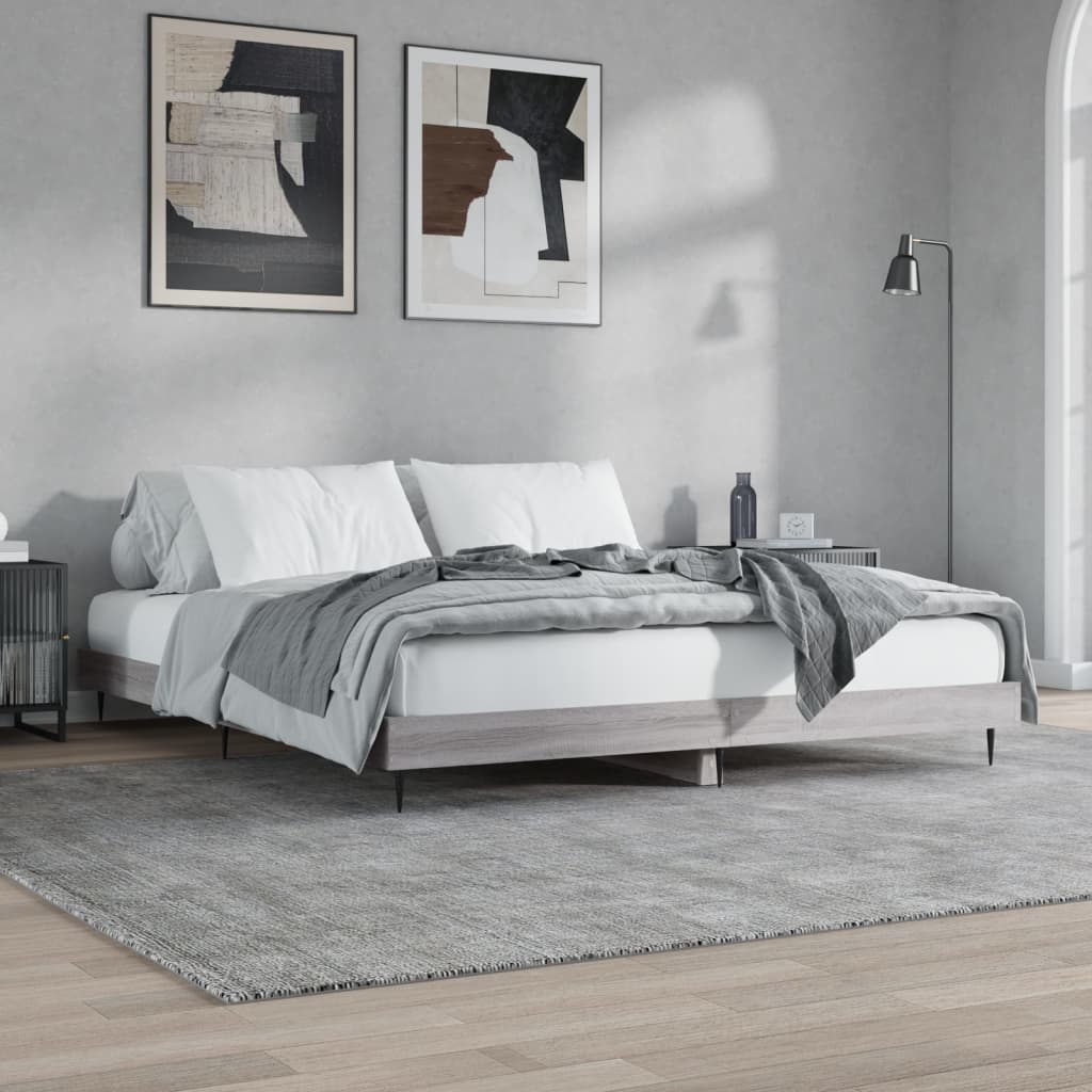 Cadru de pat, gri sonoma, 180x200 cm, lemn prelucrat - Lando