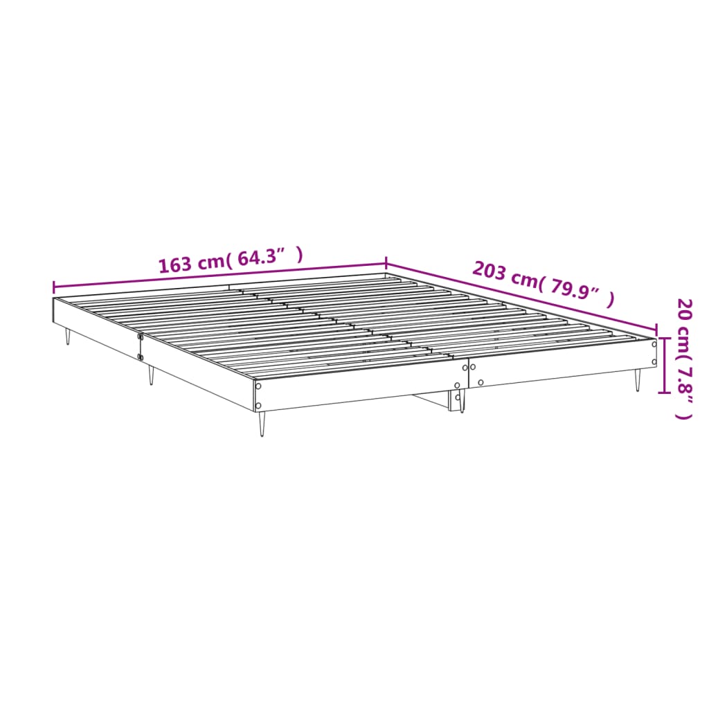 Cadru de pat, alb, 160x200 cm, lemn prelucrat - Lando