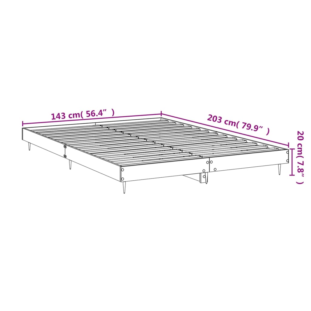 Cadru de pat, gri beton, 140x200 cm, lemn prelucrat - Lando