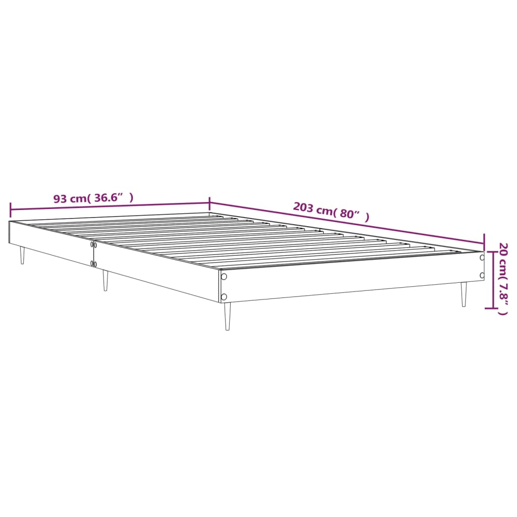 Cadru de pat, gri sonoma, 90x200 cm, lemn prelucrat - Lando