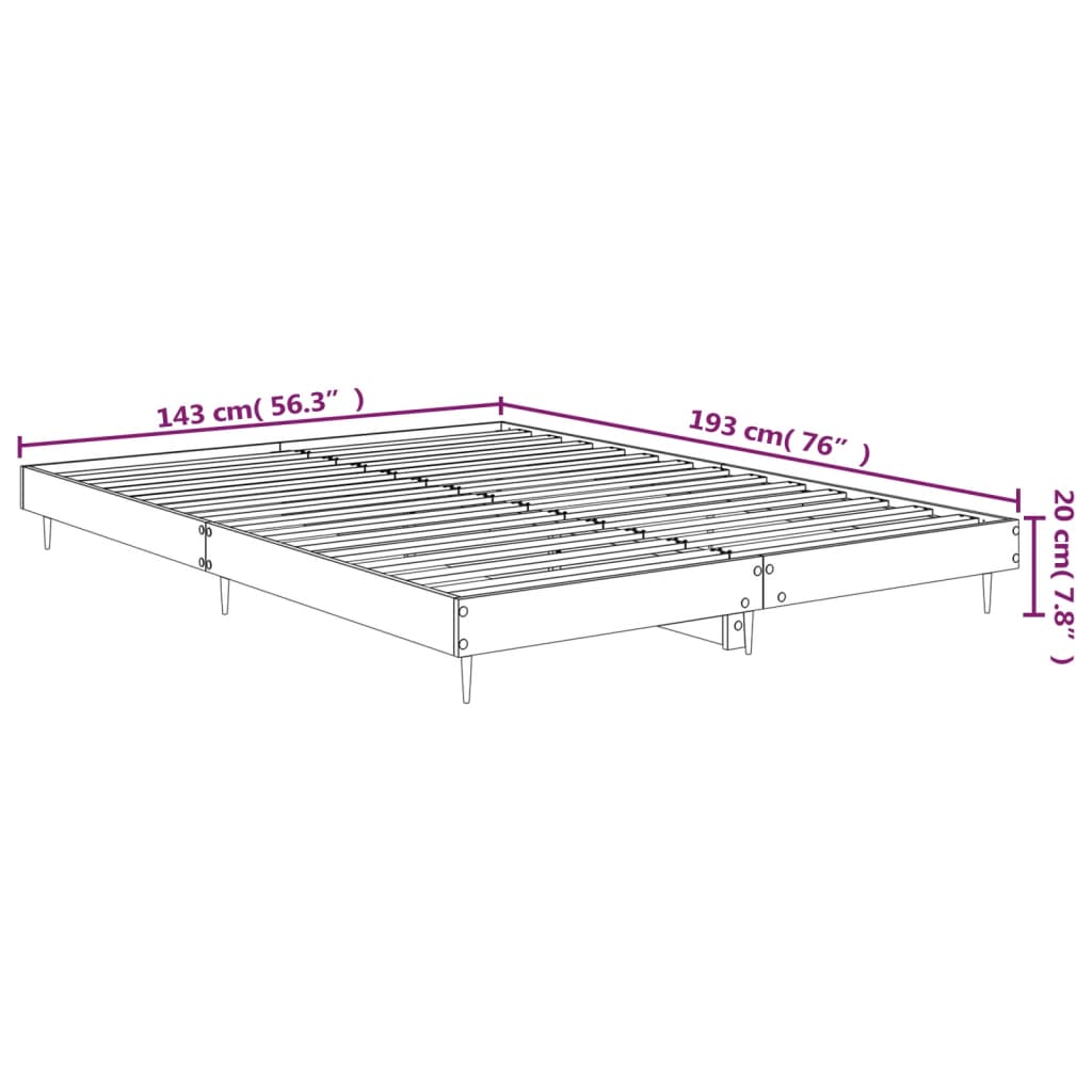 Cadru de pat, alb, 140x190 cm, lemn prelucrat - Lando