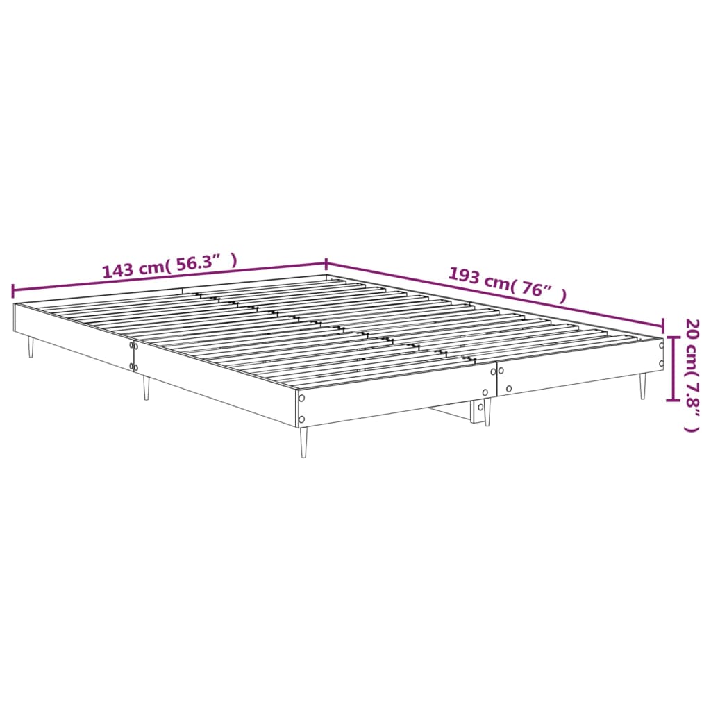 Cadru de pat, negru, 140x190 cm, lemn prelucrat - Lando