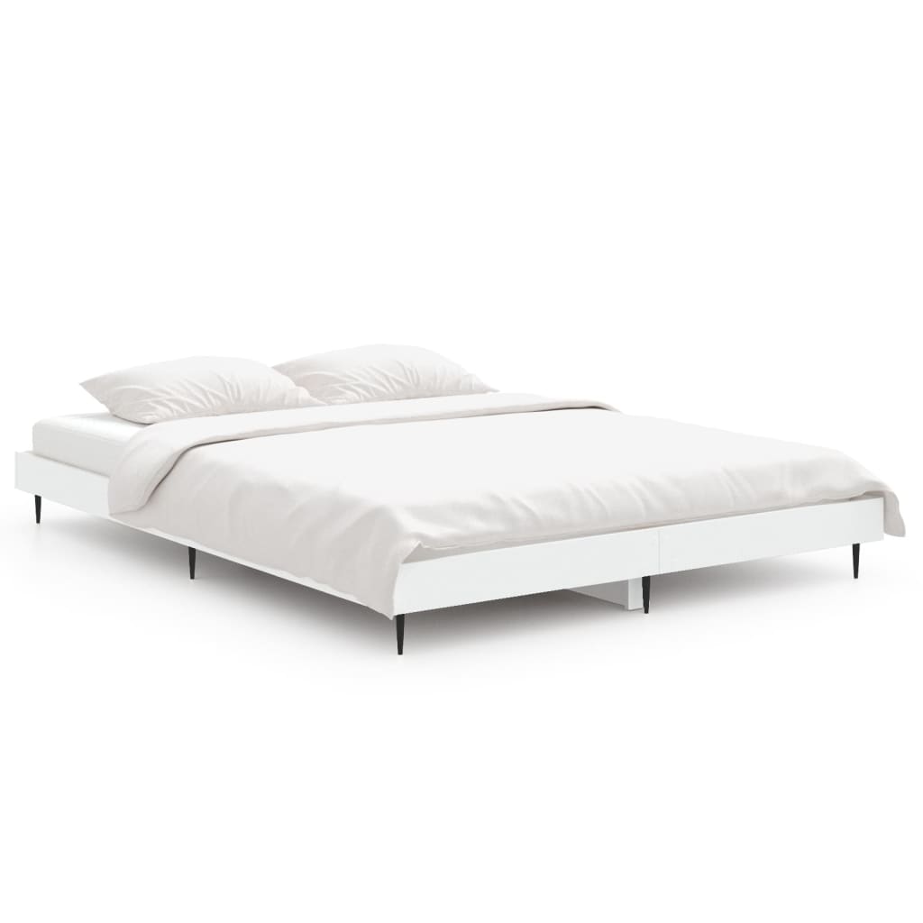 Cadru de pat, alb ,135x190 cm, lemn prelucrat - Lando